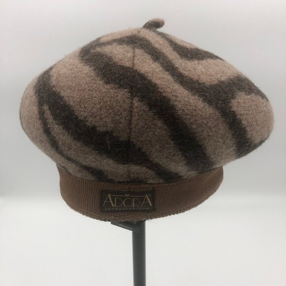 ADORA 100% Wool Beret — Zebra Stripe — Made in Korea main image 4